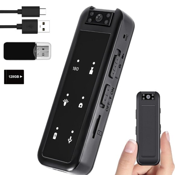 NEW 1080P 128GB Mini Video Camera with Audio & Video Recording, IR Night Vision